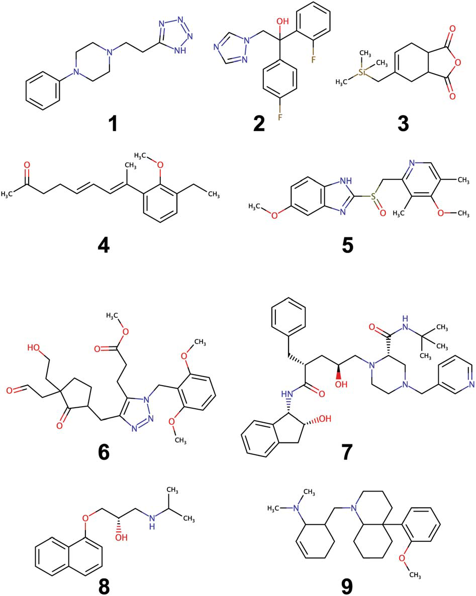图9. 用于评估逆合成质量的一组分子。